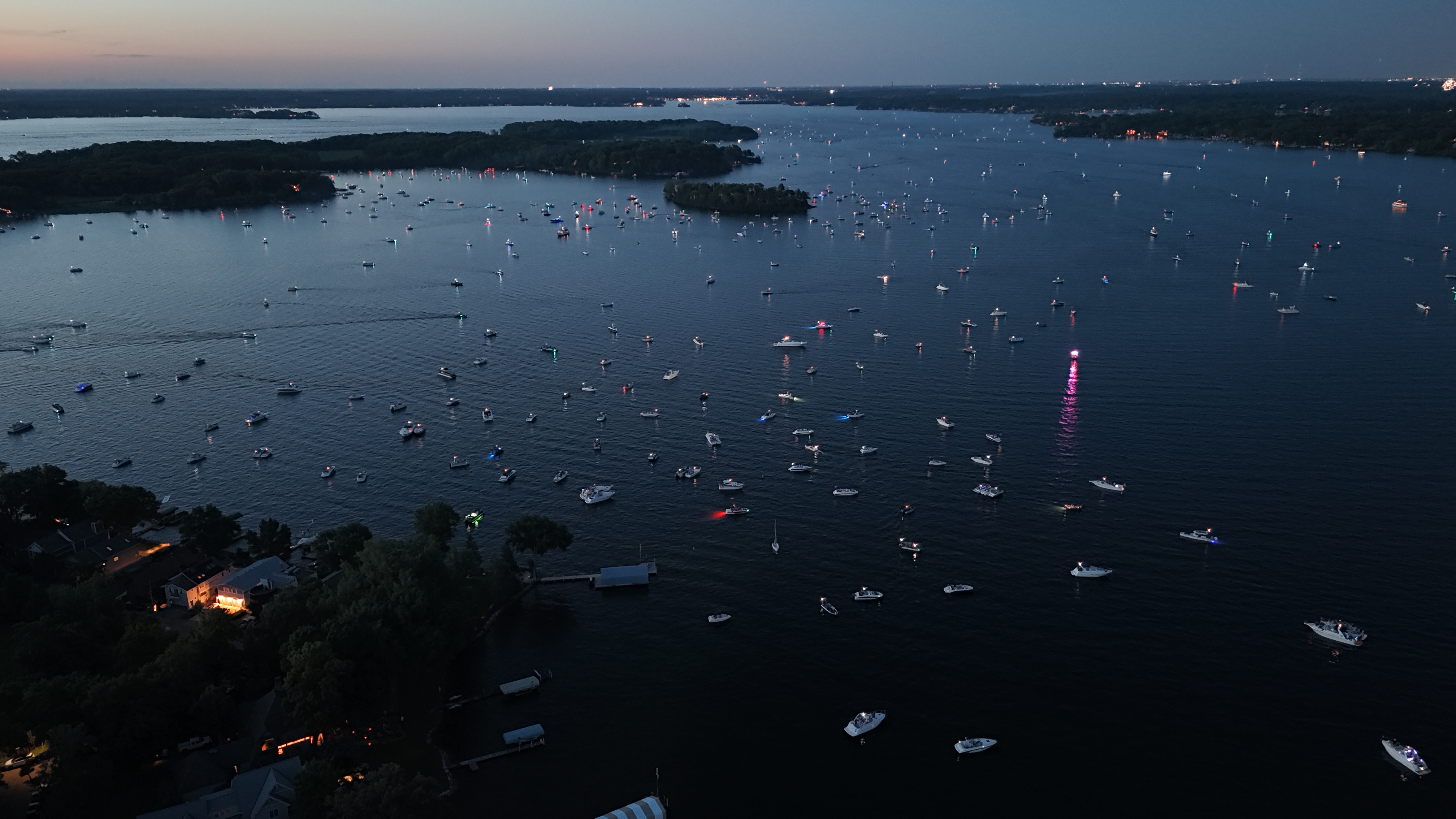 Fourth of July boats on Lake Minnetonka aerial
